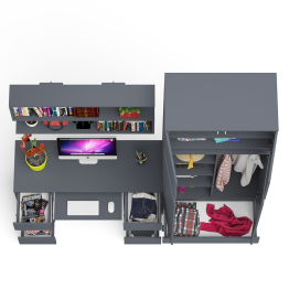 Шкаф-комод с антресолью Мори МШ900.1 со столом для работы и учёбы и книжной полкой