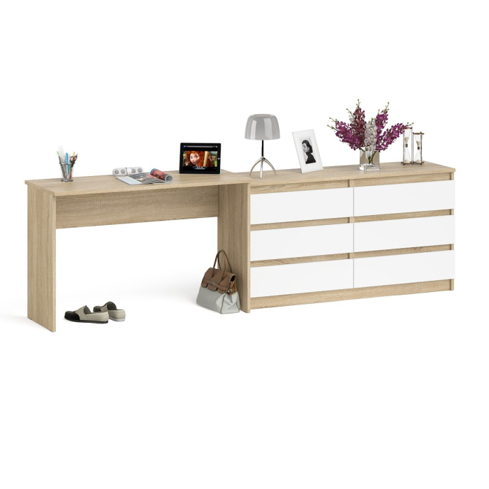 Домашние кабинеты, Письменный стол Мори с широким комодом на 6-ть ящиков