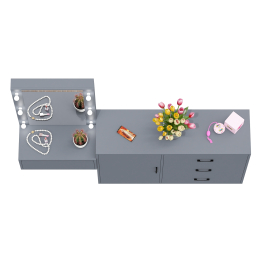 Комод с дверками и ящиками 122-1204 и косметический столик навесной с подсветкой