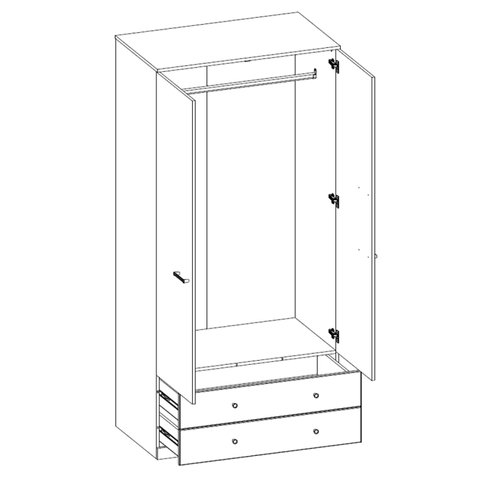 Шкафы двухстворчатые, Шкаф 2DG2S, JAGGER