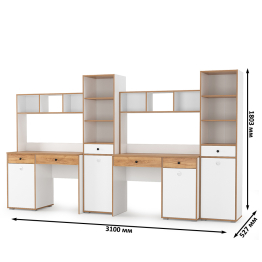 Мебельная стенка в молодёжную комнату для двоих детей Вуди № 17