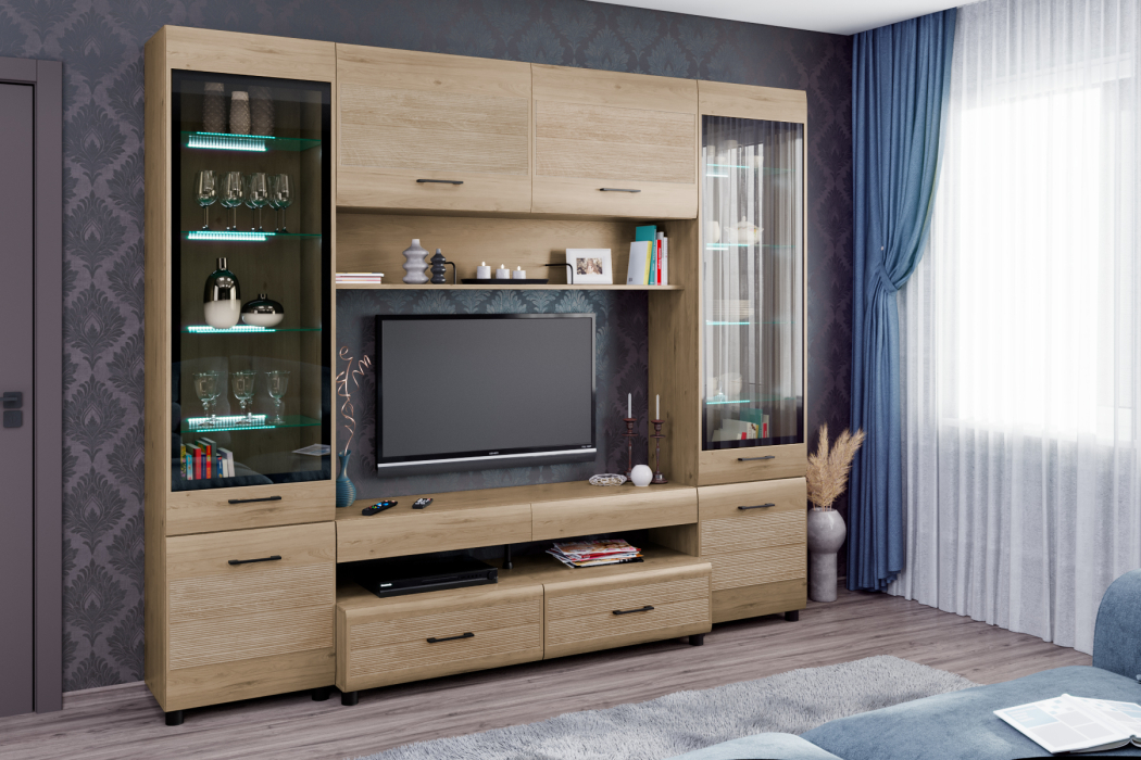 Стенки для гостиной, Модульная гостиная Камелия композиция 11