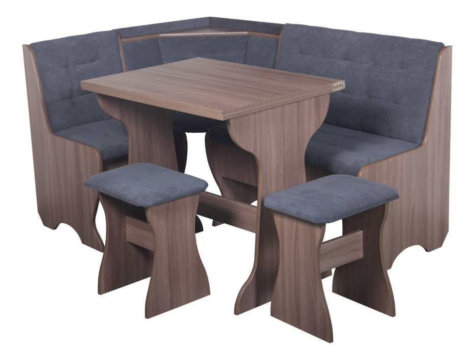 Кухонные уголки, Кухонный уголок Стиль 1Л (со столом СТ3) Ясень шимо темный / велюр