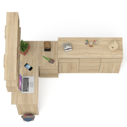 Угловой стол компьютерный Мори МС-16 правый с комодом МК1200.4 и открытой книжной полкой