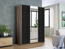 Шкафы-купе 3-х дверные, Шкаф-купе Прайм 3-х дверный Стекла черные/Зеркало/Доводчики 210х57х230