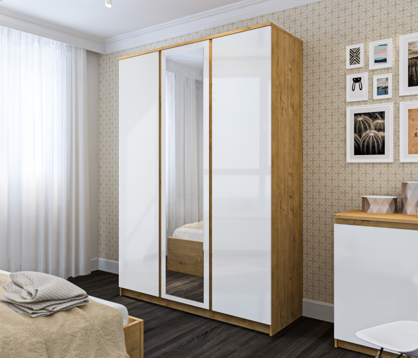 Для одежды, Шкаф 3-х дверный с зеркалом Веста СБ-2258