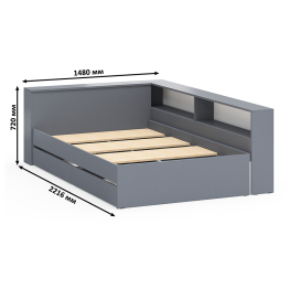 Ксения 1200 кровать с ящиками, ящиком для белья и прикроватным блоком для вещей
