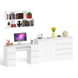 Стол для работы Мори МС-2 с книжной полкой на 1200 и комодом-тумбой МК1600.1