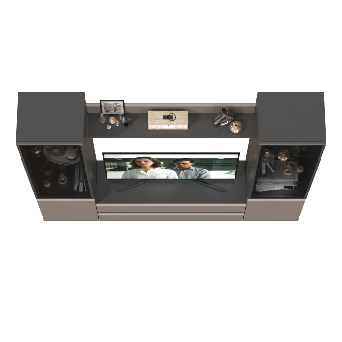 Стенки для гостиной, Стенка для гостиной с двумя стеклянными дверками Сидней № 49