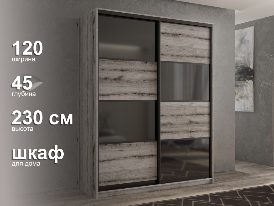 Шкафы-купе 2-х дверные, Шкаф-купе 2х дверный Кааппи 13 120х45