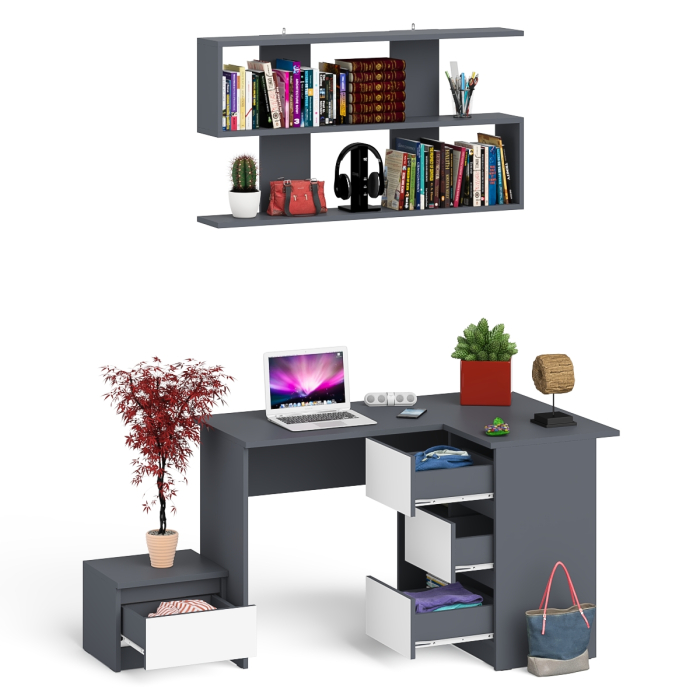 Угловые, Стол угловой компьютерный МС-16 Мори правый с полкой верхней на 1200 и тумбой ТМП400