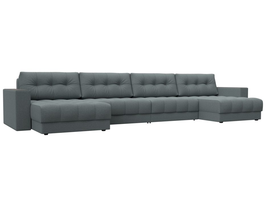 Дизайнерские диваны для гостиной, Диван П-образный с декором Лига-049 НПБ Лонг, рогожка Амур