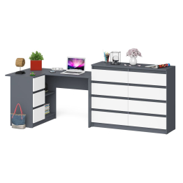 Стол компьютерный МС-16 левый с комодом МК1200 8-мь ящиков Мори