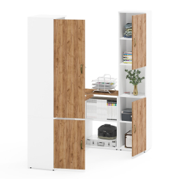 Пенал с открытой нишей с компьютерным столом Лидер-8 и узким шкафом на 5-ть полок