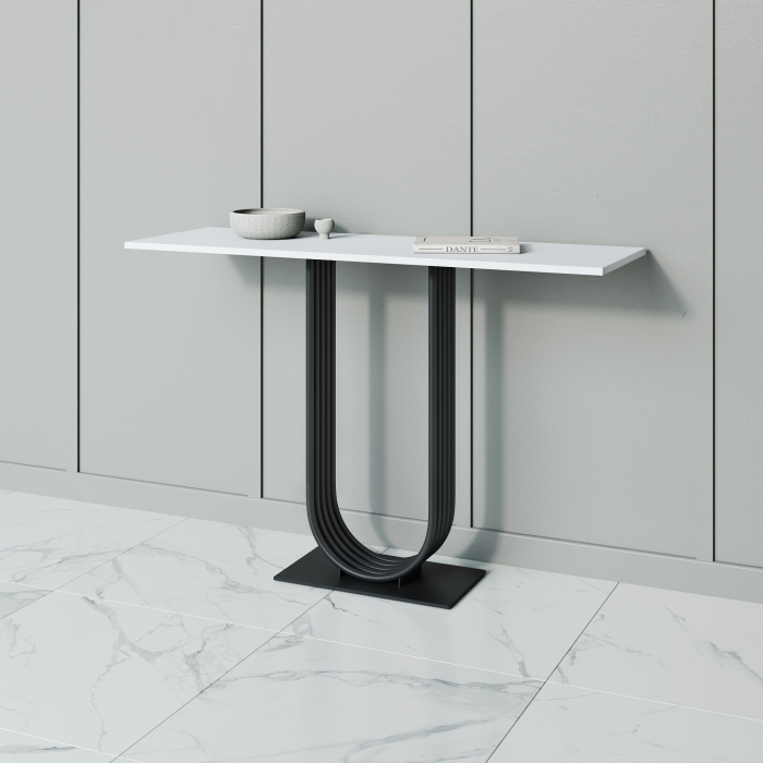 Журнальные столики, Стол консольный с металлическим подстольем ARFEO (Черный) 80*35*120