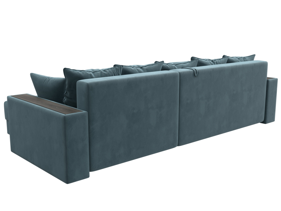 Диваны угловые в гостиную, Диван угловой с декором и полкой Лига-050 НПБ, велюр SEVEN