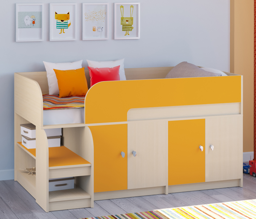 Кровати-чердаки, Кровать-чердак Астра 9 V2 Дуб молочный