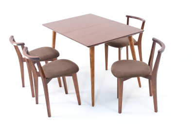 Стол Монте 120 орех со стульями Франк Орех велюр коричневый