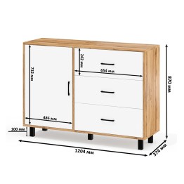 Стол туалетный для спальни с лампочками СТ-5 и тумба-комод 122-1204