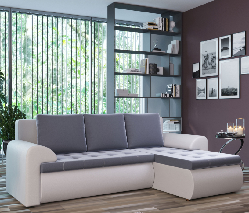 Диваны угловые в гостиную, Угловой диван Ванкувер правый, экокожа /велюр