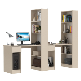 Два компьютерных стола со стеллажом Лайт 10.01