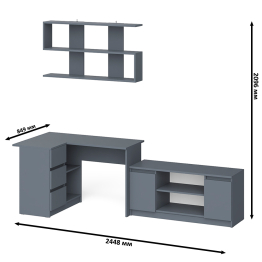Угловой стол компьютерный Мори МС-16 левый с тумбой под ТВ и полкой для книг