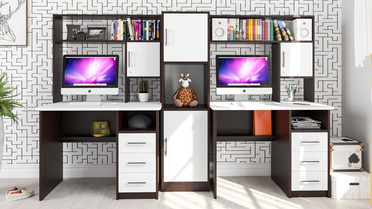 Домашние кабинеты, Стенка из компьютерных столов для двоих человек СК-9
