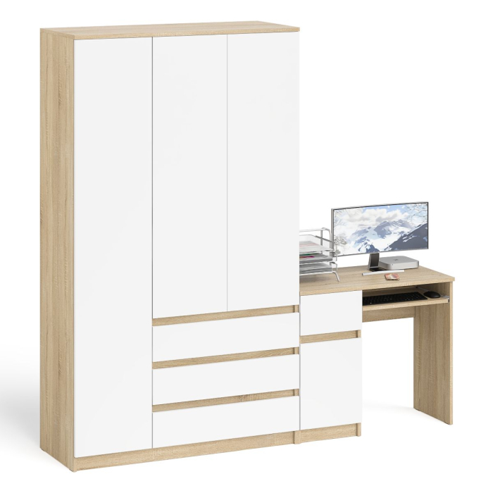 Домашние кабинеты, Компьютерный стол с тумбой с дверкой и ящиком левый и шкаф-комод Мори МШ1200-1
