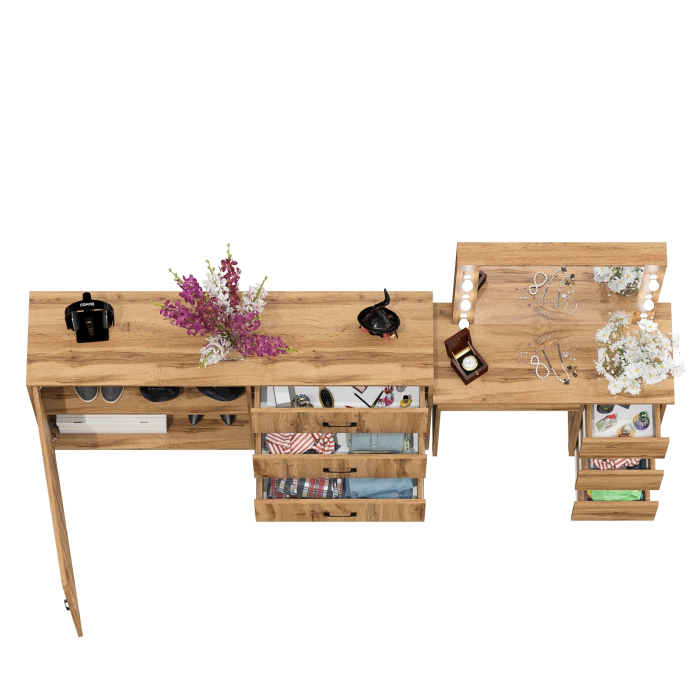 Туалетные столики, Столик косметический с подсветкой Сура и тумба-комод 122-1504