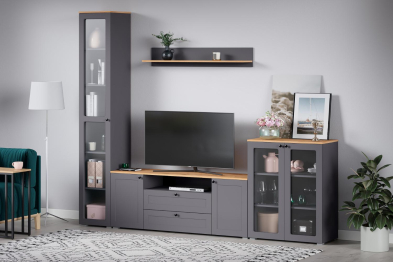 Шкаф-витрина 16.394.03 Остин Серый Графит