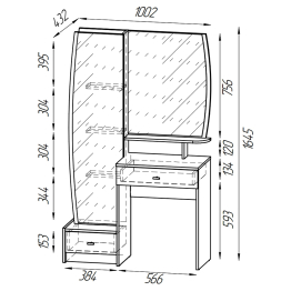 Трюмо в спальню с большими зеркалами Сицилия 4-25102