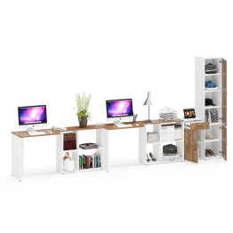 Два стола рабочих Лидер-8 с пеналом для документов и тумбочкой с ящиком и дверкой