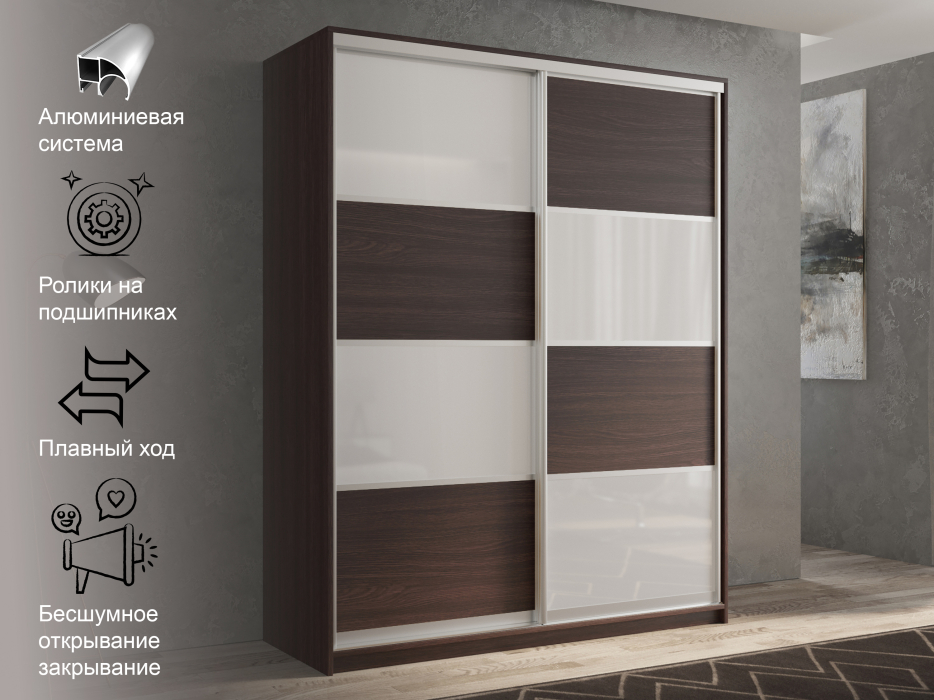 Шкафы-купе 2-х дверные, Шкаф-купе 2х дверный Кааппи 14 120х60