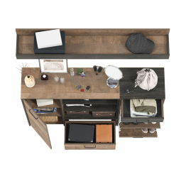 Обувница Трувор с широким комодом и навесной полкой