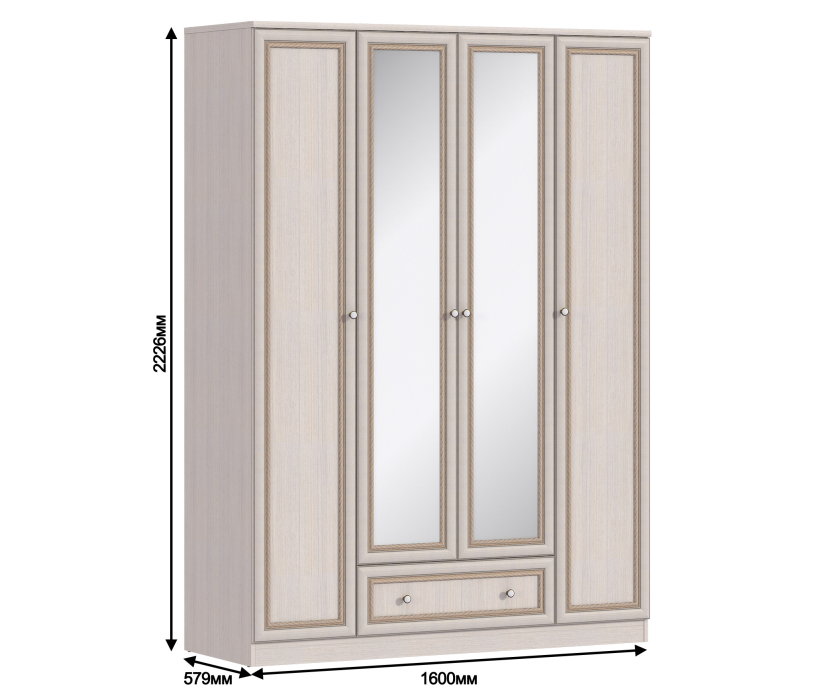 В спальню, Шкаф 4-х дверный Грация СБ-2198