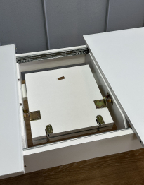 Стол Kenner 900 K раздвижной, стекло белое сатин