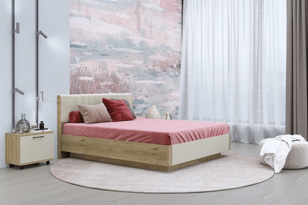 Кровати 180х200, Модульная система Грейс Кровать КР-4014  Гикори Джексон Светлый