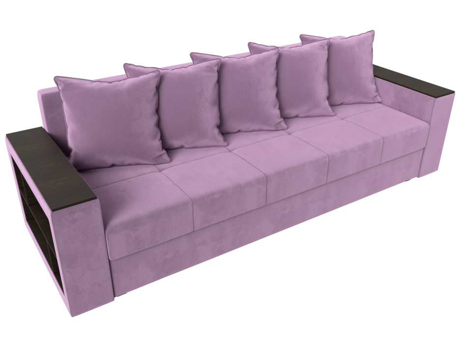 Диваны кровати со спальным местом, Диван прямой Дубай Лайт полки слева, микровельвет