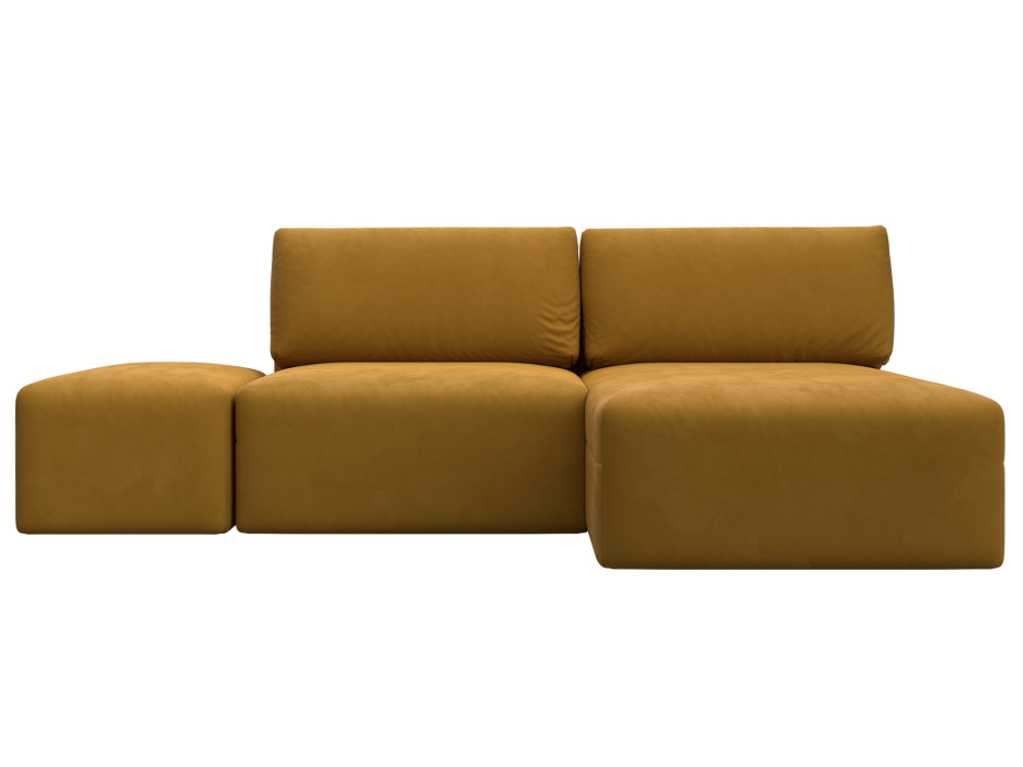 Диваны угловые в гостиную, Диван угловой модульный с пуфом Лига-060 НПБ угол универсальный, велюр BRUT