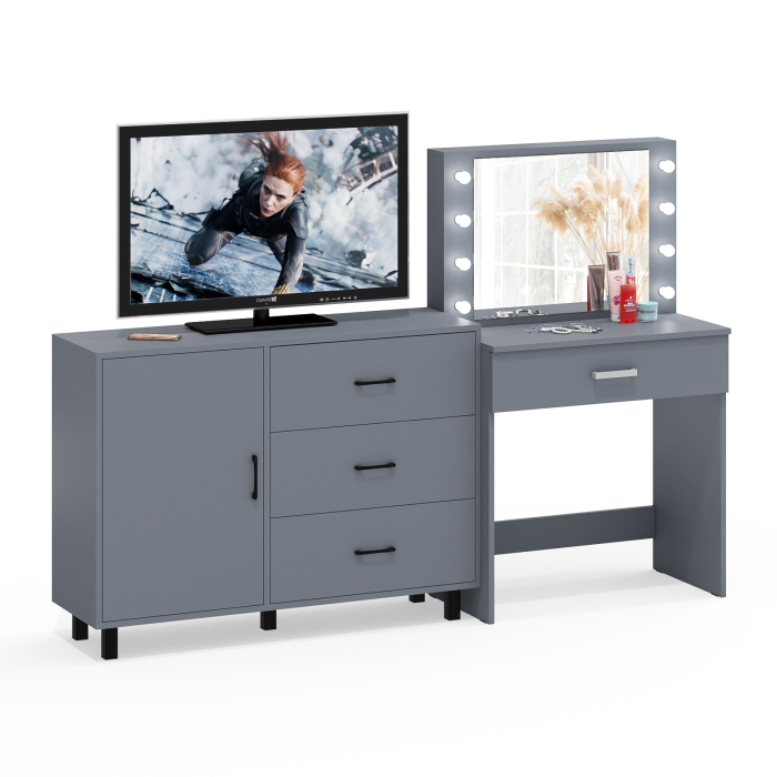 Туалетные столики, Косметический стол с подсветкой и выдвижным ящиком СТ-4 и комод 122-1204