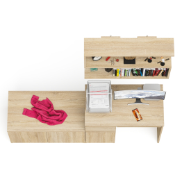 Компьютерный стол Мори МС-1 левый с тумбой две дверки и полкой