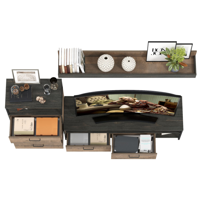 Стенки для гостиной, Комод с ящиками Трувор с тумбой под аппаратуру и полкой