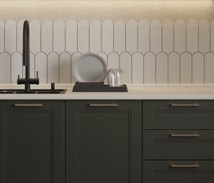 Кухонный гарнитур Регина Белый/MODERN Олива 1,95х1,75 м