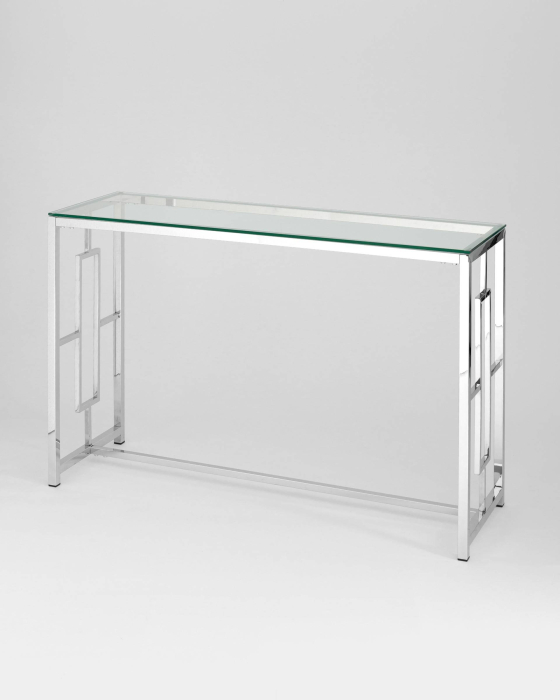 Открытые, Консоль БРУКЛИН 120х40 (Прозрачное стекло/Сталь серебро)