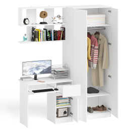 Компьютерный стол однотумбовый правый с ящиком и верхней полкой и платяной шкаф Мори МШ8001
