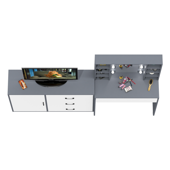 Туалетные столики, Туалетный столик с подсветкой 115 и комод с дверкой и 3-мя ящиками 122-1204