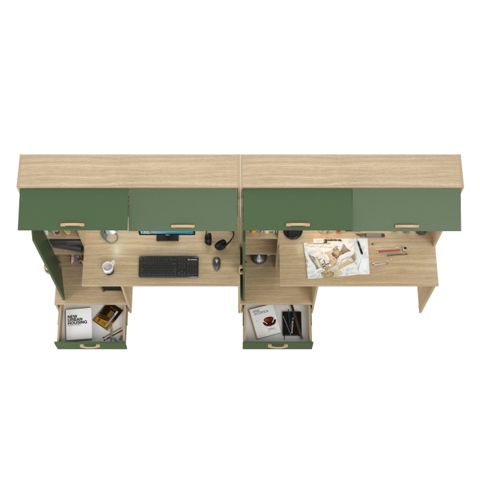 Прямые компьютерные столы, Лайт столы письменные 03.243Н с верхними полочками