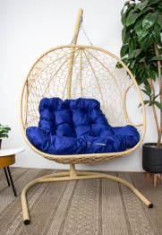 Подвесное кресло ДЛЯ ДВОИХ с ротангом бежевое