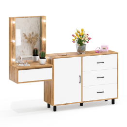 Комод с дверками и ящиками 122-1204 и косметический столик навесной с подсветкой
