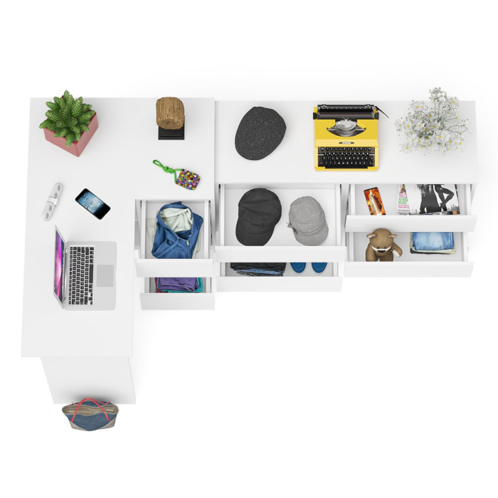 Компьютерные столы, Комод Мори 1200 6 ящиков и компьютерный угловой стол МС-16 правый